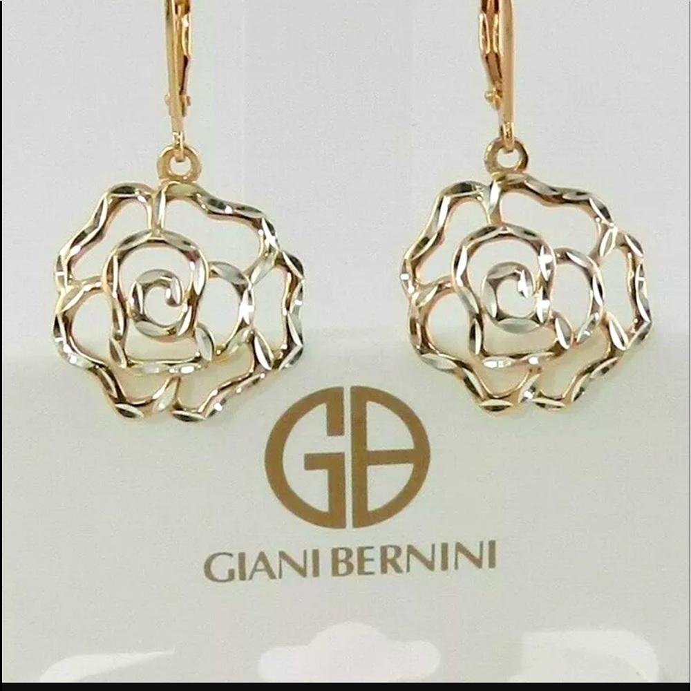 Giani Bernini 18K Rose Gold Sterling Silver Flower Earrings - Picture 1 of 4